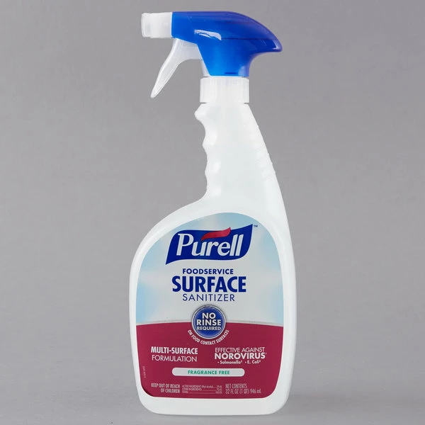 PURELL® Purell 3341-03 1 Qt. / 32 Oz. Fragrance Free Foodservice Surface Sanitizer - 3/Case 2 PURELL® Purell 3341-03 1 Qt. / 32 Oz. Fragrance Free Foodservice Surface Sanitizer - 3/Case - Image 2