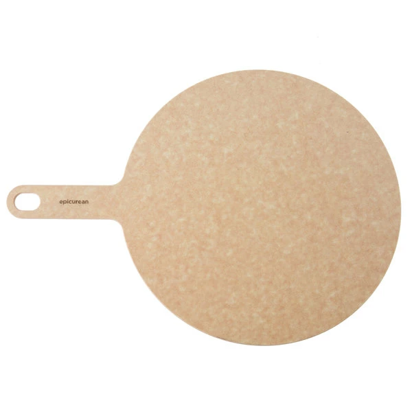 Epicurean 12" Natural Richlite Wood Fiber Round Pizza Board With 5" Handle 429-171201 2 Epicurean 12" Natural Richlite Wood Fiber Round Pizza Board With 5" Handle 429-171201 - Image 2