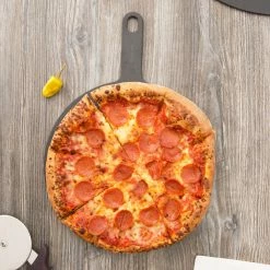 Epicurean 12" Slate Richlite Wood Fiber Round Pizza Board With 5" Handle 429-171202 -Microban Shop 1492994