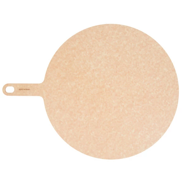 Epicurean 16" Natural Richlite Wood Fiber Round Pizza Board With 5" Handle 429-211601 2 Epicurean 16" Natural Richlite Wood Fiber Round Pizza Board With 5" Handle 429-211601 - Image 2