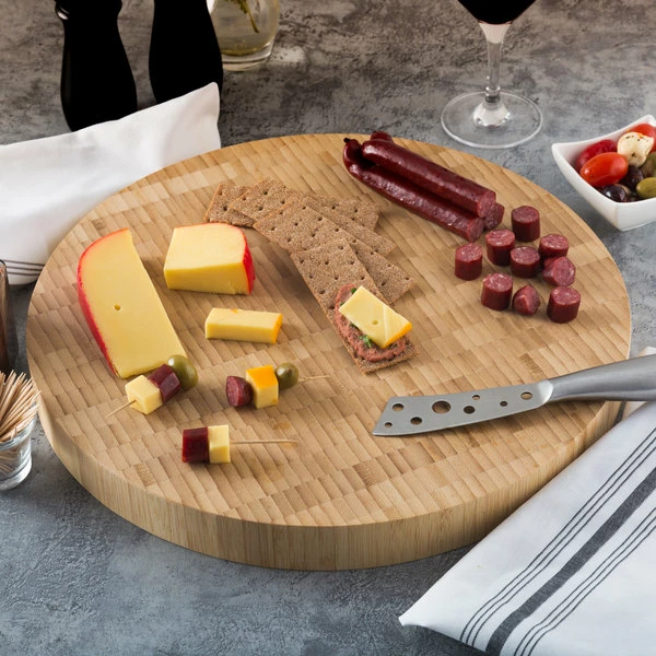 American Metalcraft B16 16" X 1 1/2" Bamboo Round Butcher Block Serving Board 1 American Metalcraft B16 16" X 1 1/2" Bamboo Round Butcher Block Serving Board