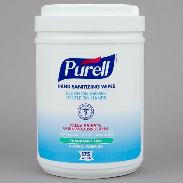 Purell® 9031-06 Alcohol Formulation Sanitizing Wipes 175 Count Canister - 6/Case 2 Purell® 9031-06 Alcohol Formulation Sanitizing Wipes 175 Count Canister - 6/Case - Image 2