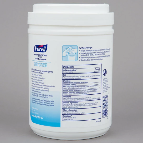 Purell® 9031-06 Alcohol Formulation Sanitizing Wipes 175 Count Canister 3 Purell® 9031-06 Alcohol Formulation Sanitizing Wipes 175 Count Canister - Image 3