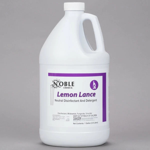 Noble Chemical 1 Gallon / 128 Oz. Lemon Lance Lemon Disinfectant & Detergent Cleaner - 4/Case 2 Noble Chemical 1 Gallon / 128 Oz. Lemon Lance Lemon Disinfectant & Detergent Cleaner - 4/Case - Image 2