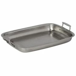 American Metalcraft THRC21 21" X 14" Rectangular Hammered Stainless Steel Serving / Display Pan