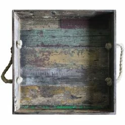 GET Enterprises GET WB-1616-RWD Reclaimed Wood Square Serving Tray With Rope Handles