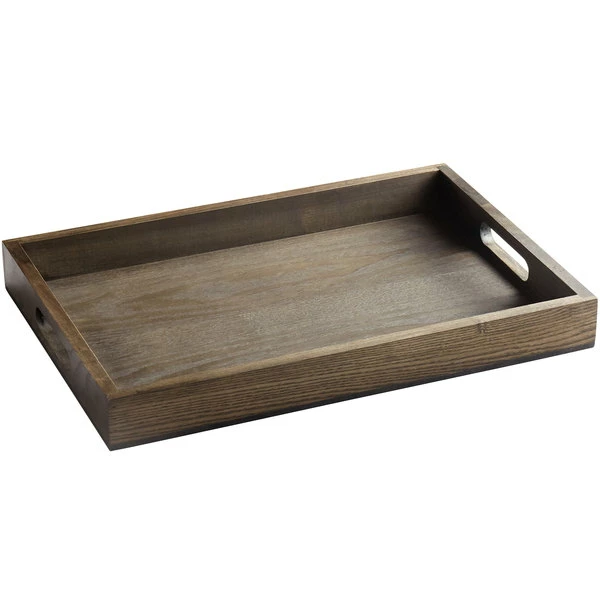 GET Enterprises GET WD-14-ASH Taproot 16 1/4" X 11" Walled Ash Wood Serving Tray With Handles 1 GET Enterprises GET WD-14-ASH Taproot 16 1/4" X 11" Walled Ash Wood Serving Tray With Handles