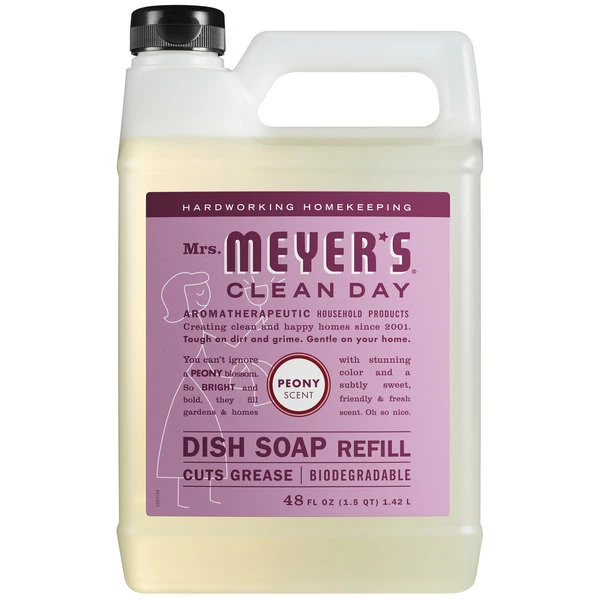 Mrs. Meyer's® Mrs. Meyer's Clean Day 347631 48 Oz. Peony Scented Dish Soap Refill - 6/Case 1 Mrs. Meyer's® Mrs. Meyer's Clean Day 347631 48 Oz. Peony Scented Dish Soap Refill - 6/Case