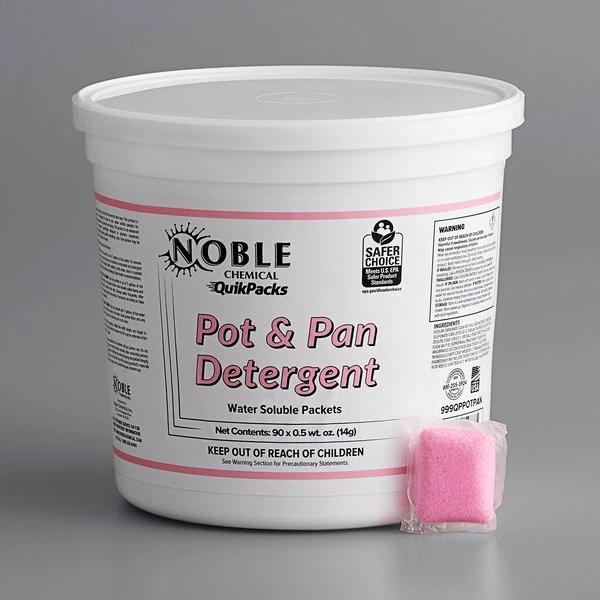 Noble Chemical QuikPacks 0.5 Oz. Pot & Pan Detergent Packs 90 Count Tub 2 Noble Chemical QuikPacks 0.5 Oz. Pot & Pan Detergent Packs 90 Count Tub - Image 2