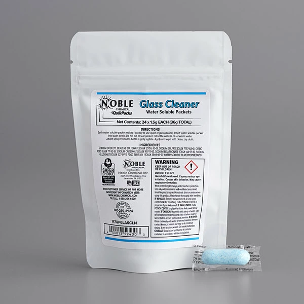 Noble Chemical QuikPacks 1.5 Gram Glass Cleaner Packets - 24/Bag 2 Noble Chemical QuikPacks 1.5 Gram Glass Cleaner Packets - 24/Bag - Image 2
