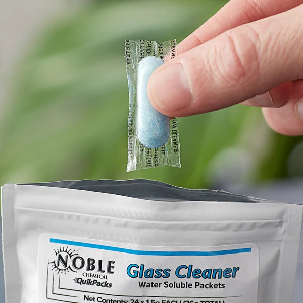Noble Chemical QuikPacks 1.5 Gram Glass Cleaner Packets - 24/Bag 4 Noble Chemical QuikPacks 1.5 Gram Glass Cleaner Packets - 24/Bag - Image 4