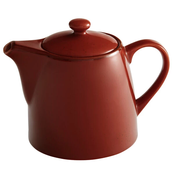 Acopa Keystone 32 Oz. Sedona Orange Stoneware Teapot 2 Acopa Keystone 32 Oz. Sedona Orange Stoneware Teapot - Image 2