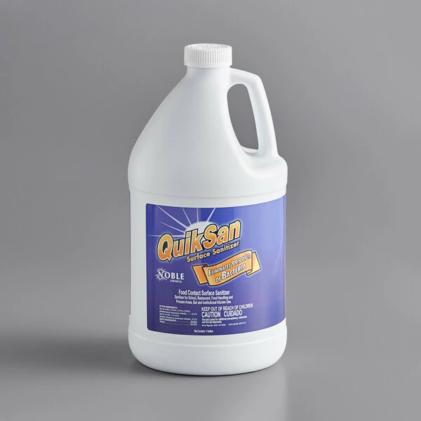 Noble Chemical 1 Gallon / 128 Oz. QuikSan Food Contact Surface Sanitizer Refill - 4/Case 2 Noble Chemical 1 Gallon / 128 Oz. QuikSan Food Contact Surface Sanitizer Refill - 4/Case - Image 2