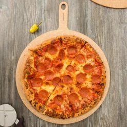 Epicurean 16" Natural Richlite Wood Fiber Round Pizza Board With 5" Handle 429-211601