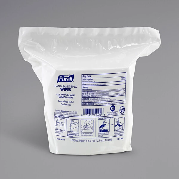 Purell® 9217-02 Alcohol-Free Hand Sanitizing Wipes, 1700 Count Refill Bag - 2/Case 1 Purell® 9217-02 Alcohol-Free Hand Sanitizing Wipes, 1700 Count Refill Bag - 2/Case