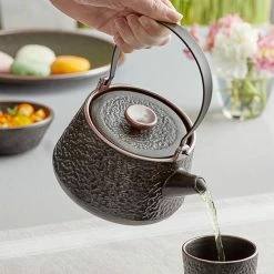 Acopa Heika 24 Oz. Black Matte Textured Stoneware Teapot With Lid