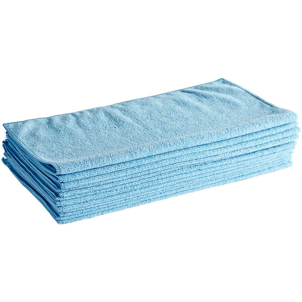 Lavex Janitorial 16" X 16" Blue Microfiber General Purpose Cloth - 12/Pack 2 Lavex Janitorial 16" X 16" Blue Microfiber General Purpose Cloth - 12/Pack - Image 2