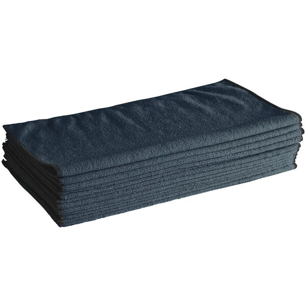 Lavex Janitorial 16" X 16" Black Microfiber General Purpose Cloth - 12/Pack 2 Lavex Janitorial 16" X 16" Black Microfiber General Purpose Cloth - 12/Pack - Image 2