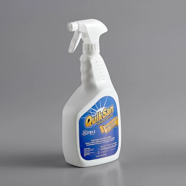 Noble Chemical 1 Qt. / 32 Oz. QuikSan Food Contact Surface Sanitizer 2 Noble Chemical 1 Qt. / 32 Oz. QuikSan Food Contact Surface Sanitizer - Image 2