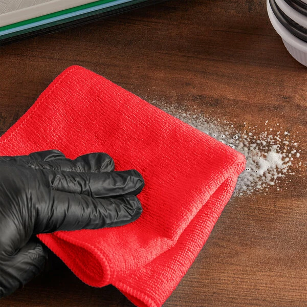 Lavex Janitorial 12" X 12" Red Microfiber General Purpose Cloth - 12/Pack 1 Lavex Janitorial 12" X 12" Red Microfiber General Purpose Cloth - 12/Pack