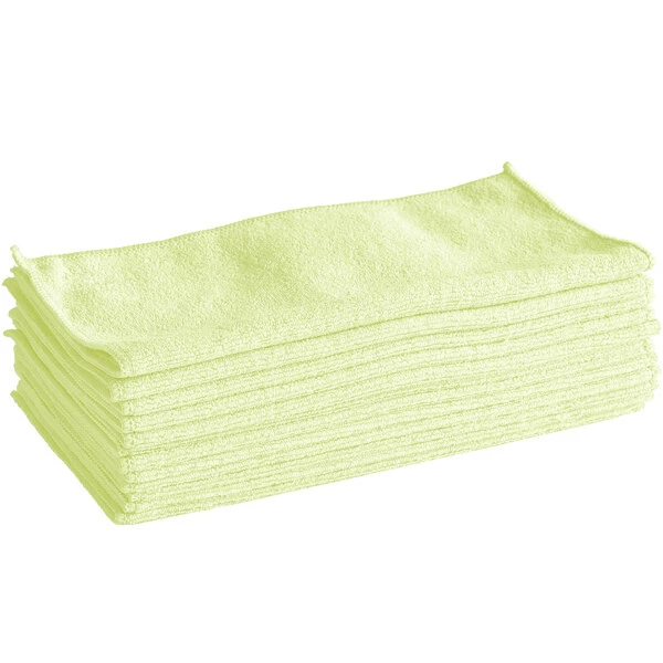 Lavex Janitorial 12" X 12" Yellow Microfiber General Purpose Cloth - 12/Pack 2 Lavex Janitorial 12" X 12" Yellow Microfiber General Purpose Cloth - 12/Pack - Image 2