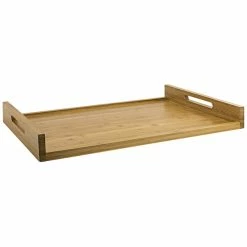 Front Of The House 26" X 18" X 2" Bamboo Rectangular Serving Tray With Straight Handles - 2/Case