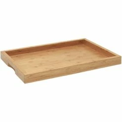 Front Of The House 19" X 13" X 1 1/2" Natural Bamboo Rectangular Serving Tray - 4/Case