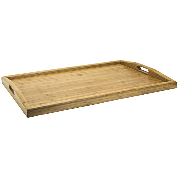 Front Of The House 26" X 18" X 2" Bamboo Rectangular Serving Tray With Curved Handles RRT003BBB10 - 2/Case 1 Front Of The House 26" X 18" X 2" Bamboo Rectangular Serving Tray With Curved Handles RRT003BBB10 - 2/Case