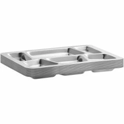 Choice 15 1/2" X 11 1/2" Stainless Steel Rectangular 6 Compartment Tray With Trapezoid Center - 12/Pack -Microban Shop 2229643