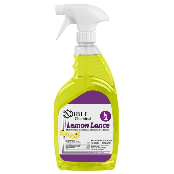 Noble Chemical 1 Qt. / 32 Oz. Lemon Lance Ready-to-Use Disinfectant & Detergent Cleaner 2 Noble Chemical 1 Qt. / 32 Oz. Lemon Lance Ready-to-Use Disinfectant & Detergent Cleaner - Image 2