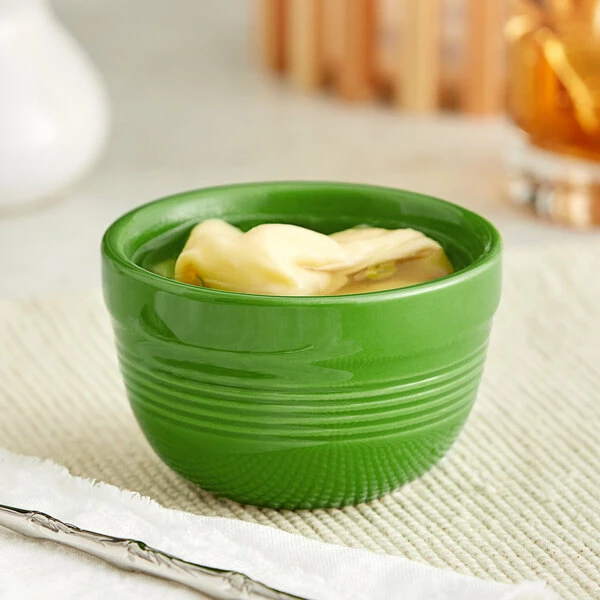 Acopa Capri 8 Oz. Palm Green Stoneware Bouillon Cup - 12/Pack 1 Acopa Capri 8 Oz. Palm Green Stoneware Bouillon Cup - 12/Pack