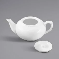 Acopa 32 Oz. Bright White Porcelain Teapot With Sunken Lid -Microban Shop 2294236
