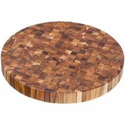 Teakhaus Butcher Block 18" End Grain Teakwood Round Cutting / Serving Board 303