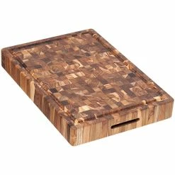 Teakhaus Butcher Block 20" X 14" X 2 1/2" End Grain Teakwood Carving / Cutting Board With Juice Canal And Hand Grips 313