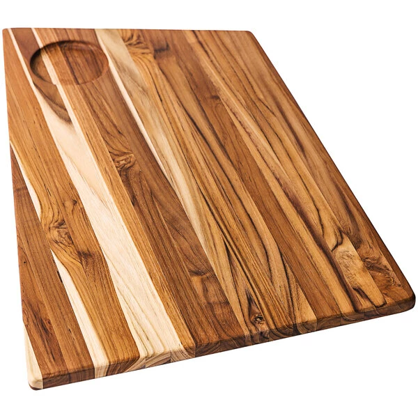 Teakhaus Geo 19" X 12" X 1/2" Teakwood Cutting / Serving Board With Bowl Insert 1 Teakhaus Geo 19" X 12" X 1/2" Teakwood Cutting / Serving Board With Bowl Insert