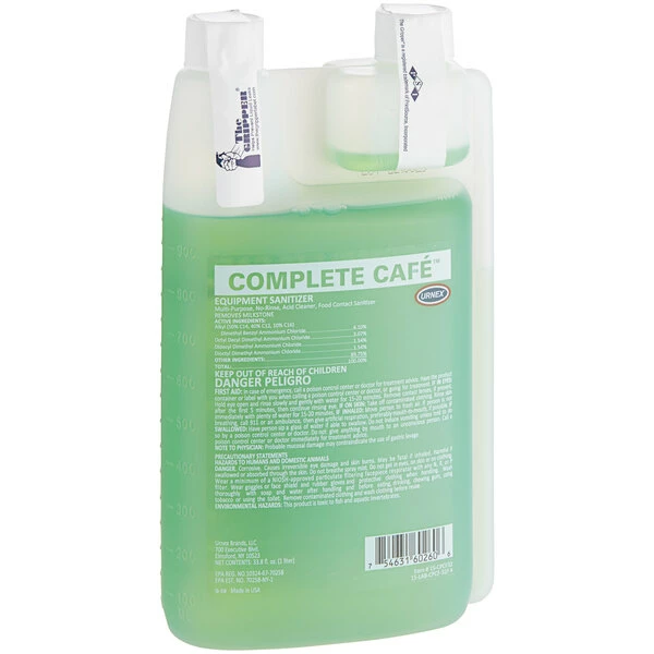 Urnex 15-CCF-UX1DN-02 1 Liter / 33.814 Oz. Complete Cafe Coffee Equipment Sanitizer - 2/Case 1 Urnex 15-CCF-UX1DN-02 1 Liter / 33.814 Oz. Complete Cafe Coffee Equipment Sanitizer - 2/Case