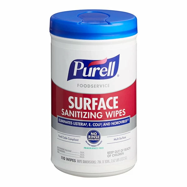 Purell® 9341-06 110 Count Foodservice No-Rinse Food Contact Surface Sanitizing Wipes 1 Purell® 9341-06 110 Count Foodservice No-Rinse Food Contact Surface Sanitizing Wipes