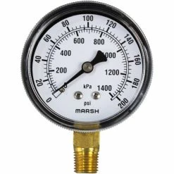 All Points 62-1020 Pressure Gauge; 0 - 200 PSI; 1/4" MPT Bottom Mount