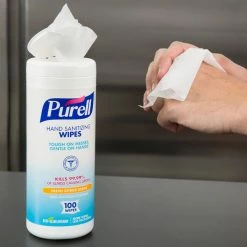 Purell® 9111-12 Sanitizing Wipes 100 Count Canister - 12/Case 5 Purell® 9111-12 Sanitizing Wipes 100 Count Canister - 12/Case -Microban Shop 970020