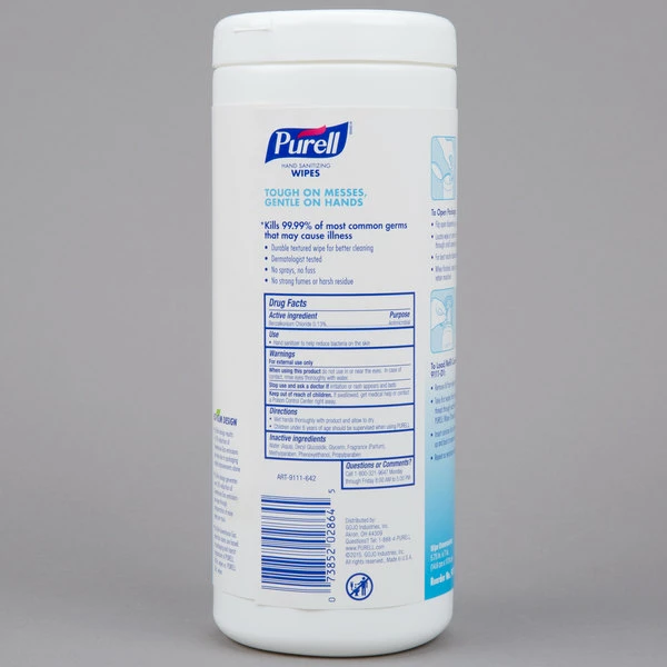 Purell® 9111-12 Sanitizing Wipes 100 Count Canister 4 Purell® 9111-12 Sanitizing Wipes 100 Count Canister - Image 4