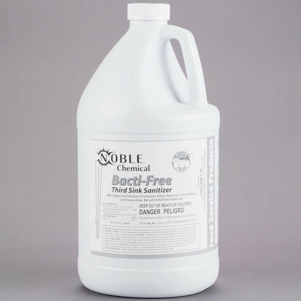 Noble Chemical Bacti-Free 1 Gallon / 128 Oz. Third Sink Sanitizer 2 Noble Chemical Bacti-Free 1 Gallon / 128 Oz. Third Sink Sanitizer - Image 2